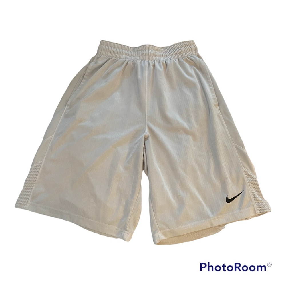 White mens nike shorts, athletic wear, drift, size M